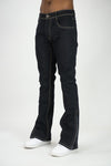 Raw Denim Stacked Pants with Zipper | 100-601