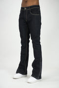 Raw Denim Stacked Pants with Zipper | 100-601