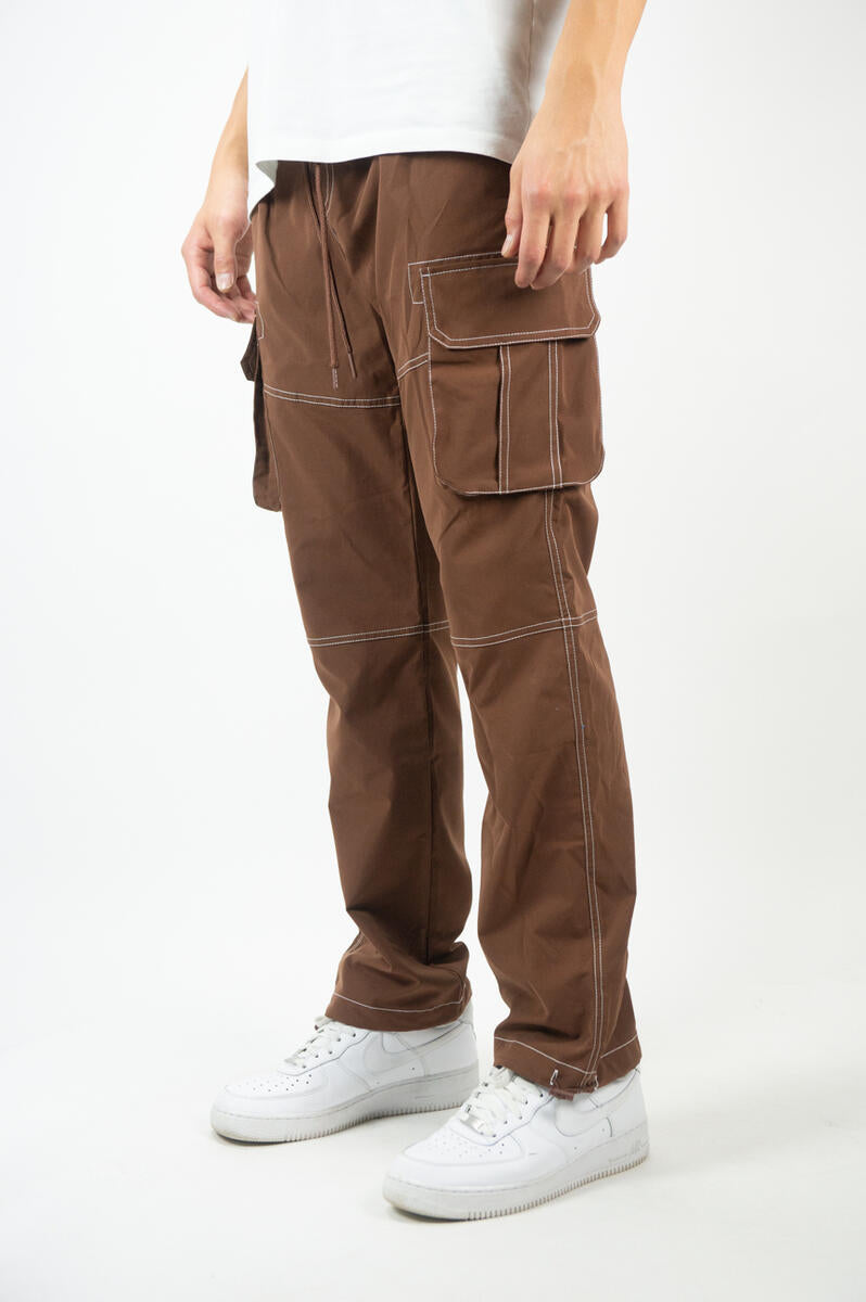 Contrast Stitching Cargo Nylon Pants | Rebel Minds