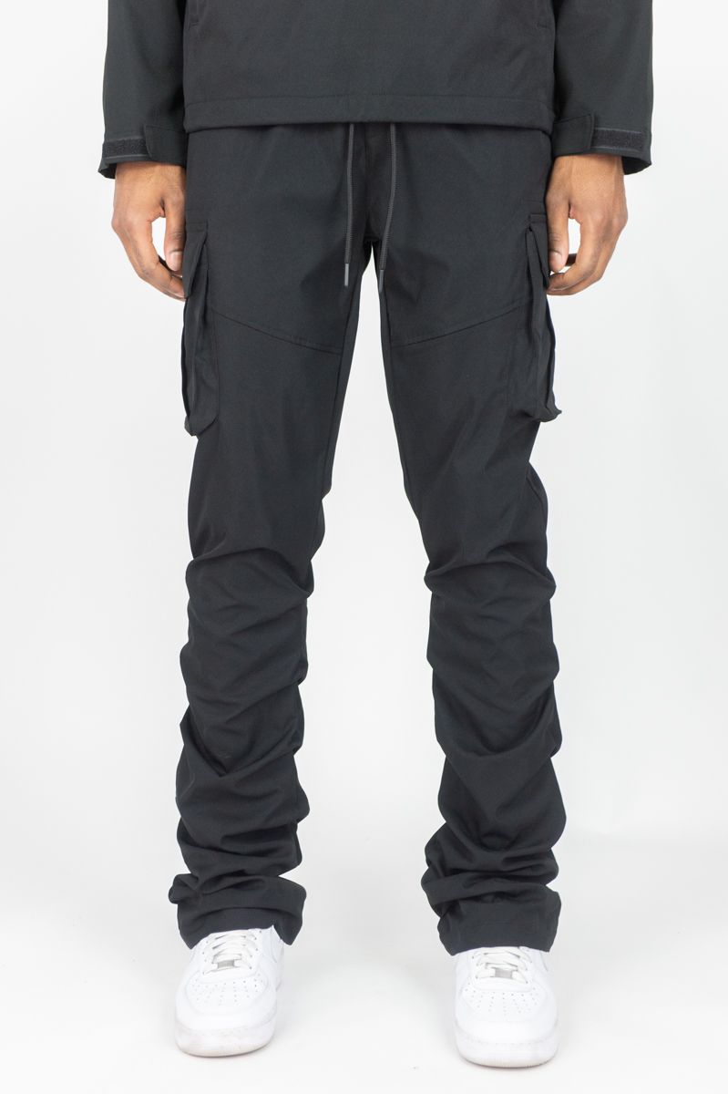 Solid Nylon Stacked Cargo Pants | Rebel Minds