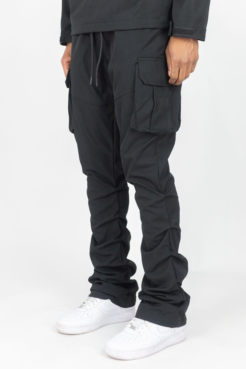 Solid Nylon Stacked Cargo Pants | Rebel Minds