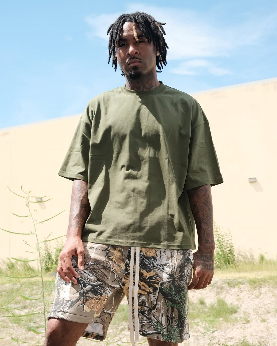 Woodland Fleece Shorts With White Strings | BH201 | Blank House