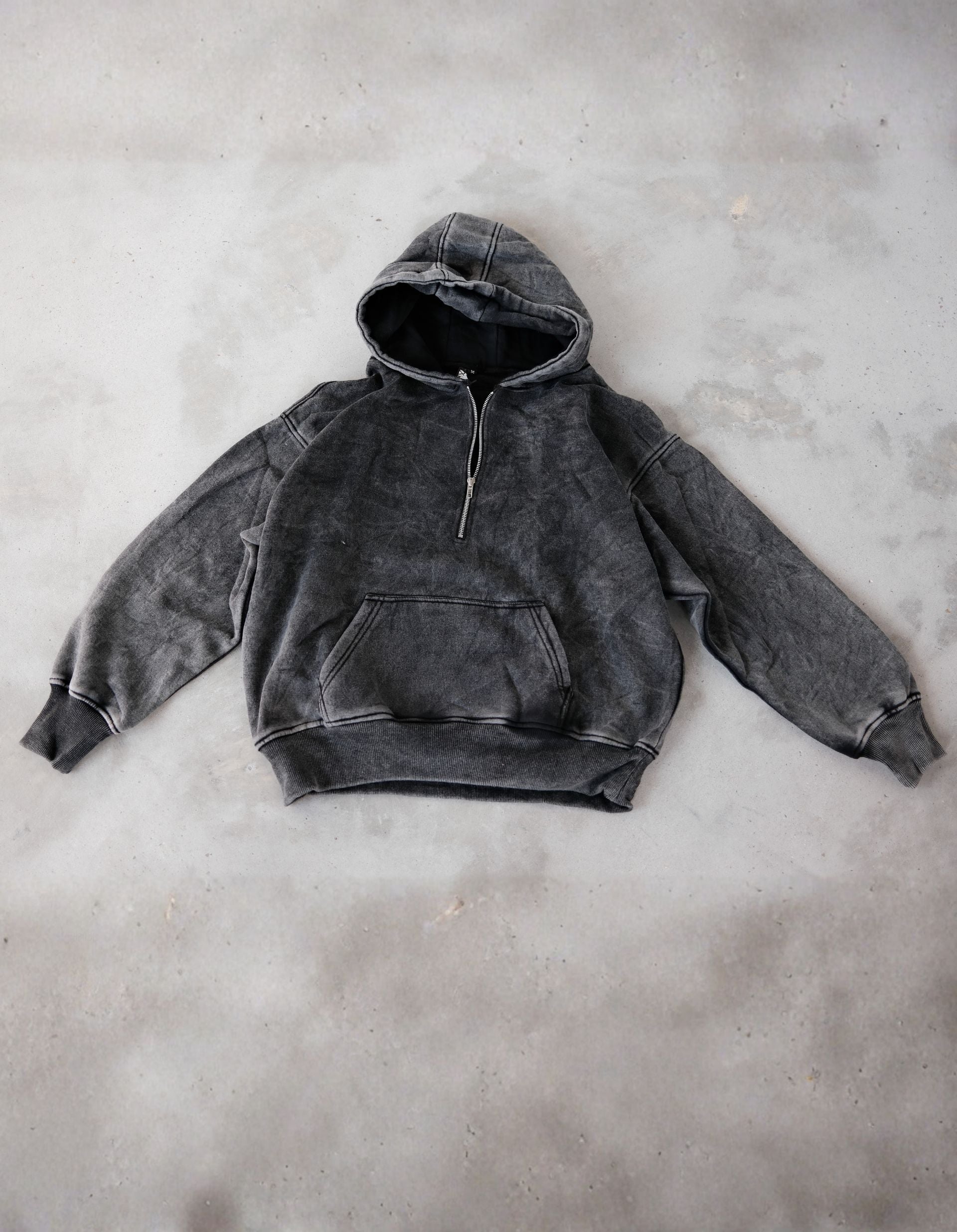 Crystal Wash 1/4 Zip Boxy Hoodie | BH607