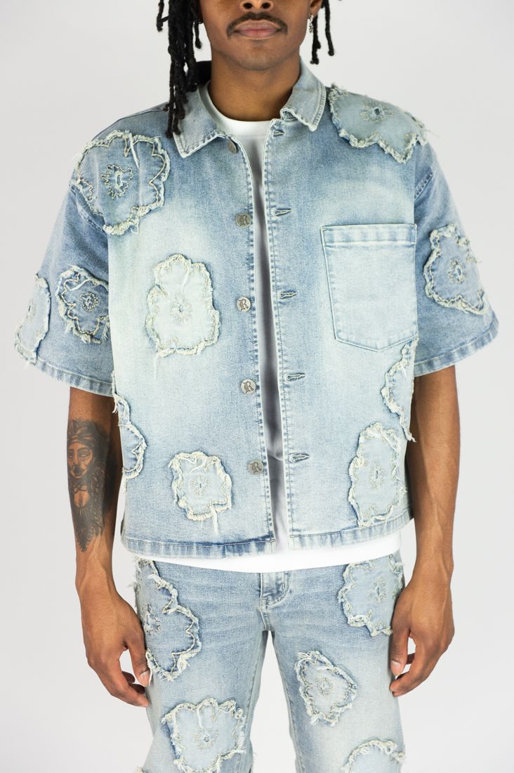 In Bloom Drop Shoulder Denim Shirt | Rebel Minds