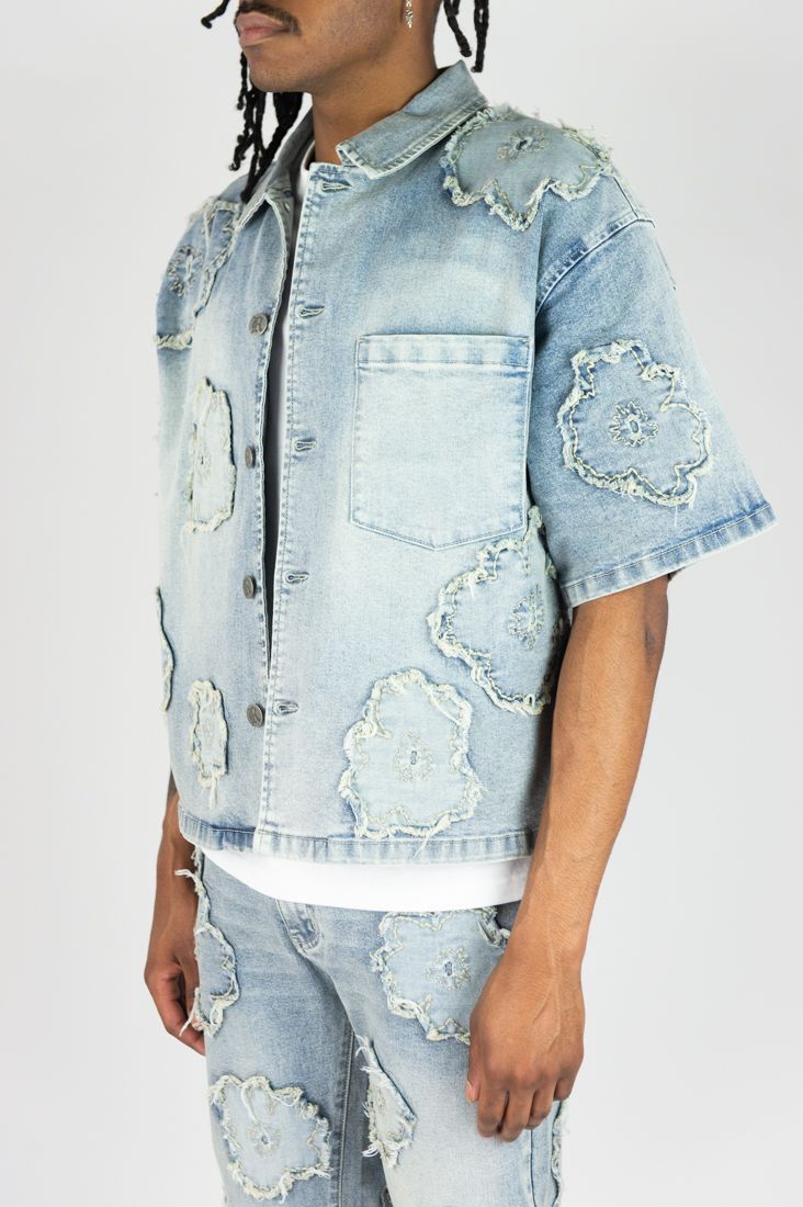 In Bloom Drop Shoulder Denim Shirt | Rebel Minds