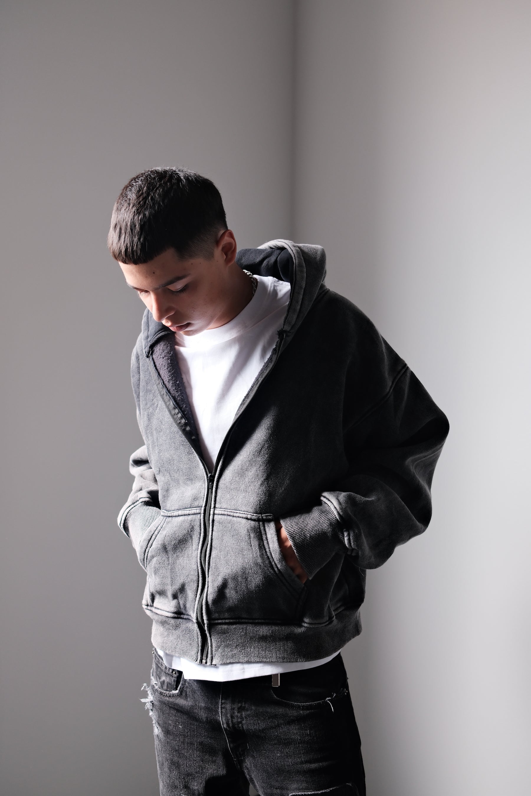 Crystal Wash Zipper Hoodie | BH605 | Blank House