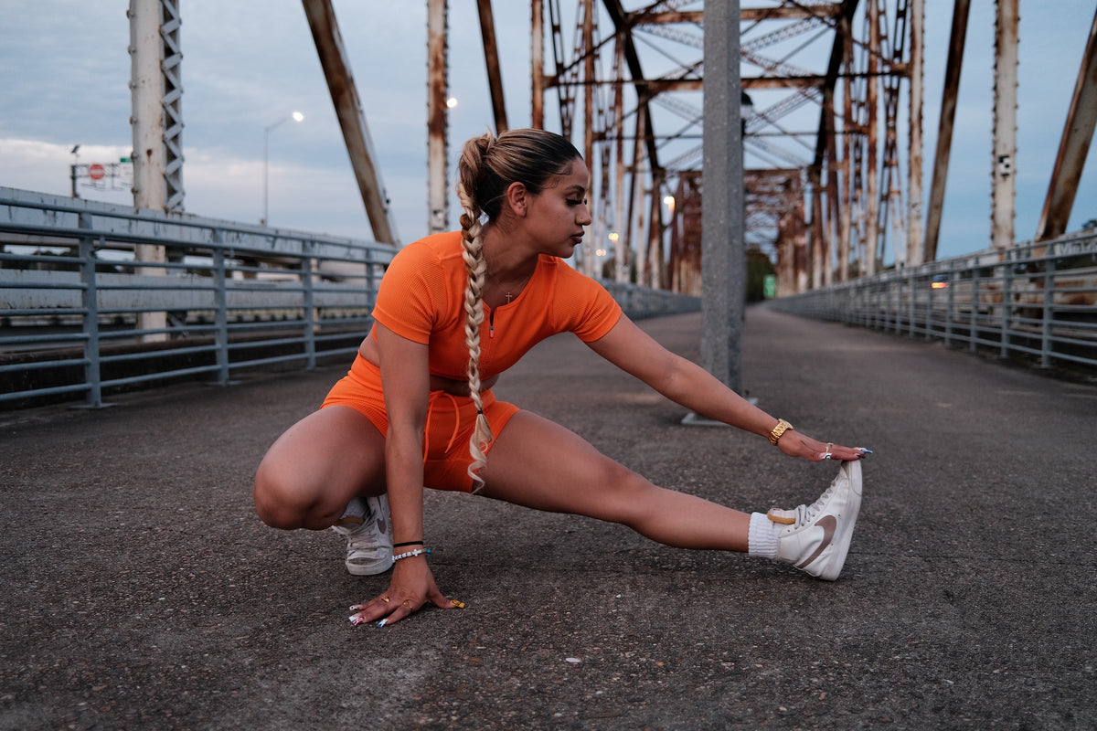 Ladies Quarter Zip Short Sleeve Yoga Set | BH4011 | Blank House