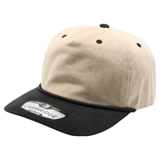 Twill Khaki Two Tone Unstructured Hat With Rope PB286 | PITBULL