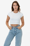 Cap Sleeves Baby Rib Crop Top | 43035