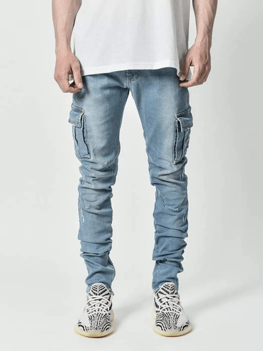 A2Z Distressed Cargo Denim Jeans