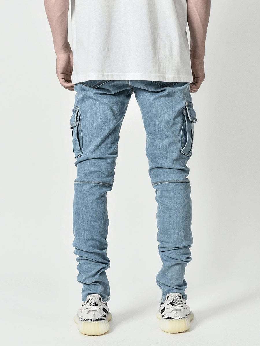 Distressed Cargo Denim Jeans