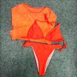 2-Piece Bikini with Long Sleeve Mesh