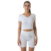 Ladies Quarter Zip Short Sleeve Yoga Set | BH4011 | Blank House