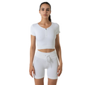 Ladies Quarter Zip Short Sleeve Yoga Set | BH4011 | Blank House