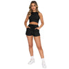 Crewneck Crop Tank with Drawstring Pocket Shorts Lounge Set | BH4003 | Blank House