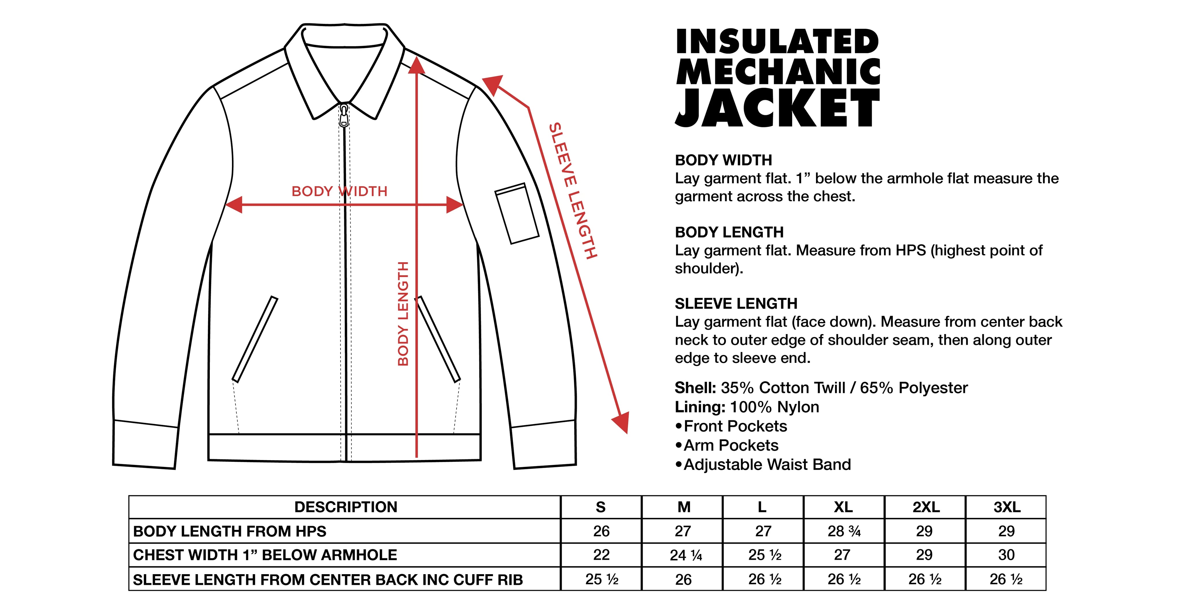 Insulated Mechanic Jacket ShakaWear Insulated mechanic jacket shakawear