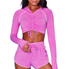 Premium Reflective Long-Sleeve Scrunch Top & Shorts Set | BH4010