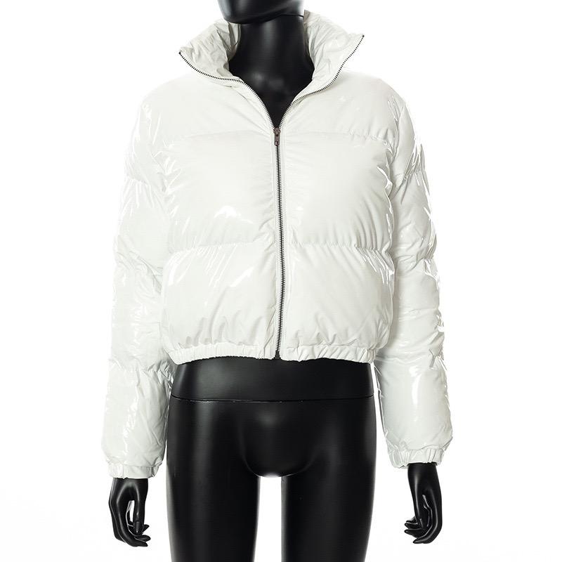 Ladies Patent Leather Puffer Jacket