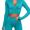 Ladies Premium Ribbed Quarter Zip Yoga Set | BH4013