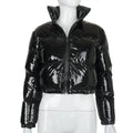 Ladies Patent Leather Puffer Jacket | BH2401
