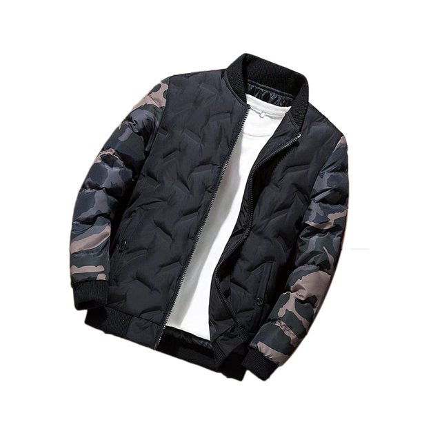 A2Z Men's Camo Sleeve Quilted Bomber Jacket